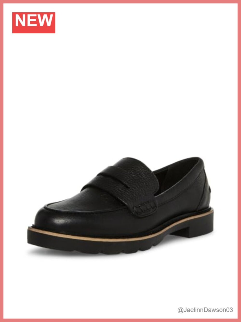Women's Waterproof Leather Loafers Slip-On Almond Toe Block Heel